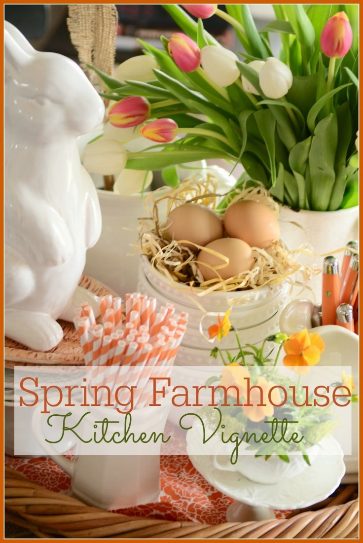 Spring Farmhouse Vignette-TITLE PAGE-stonegableblog
